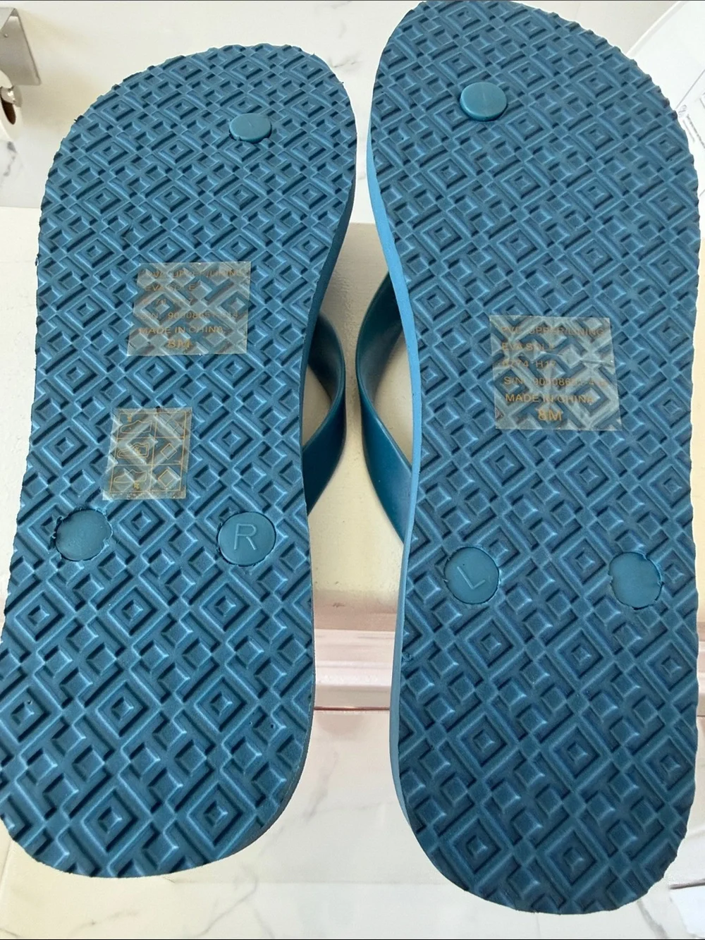 NWOT Tory Burch Teal Floral Logo Flip Sandals